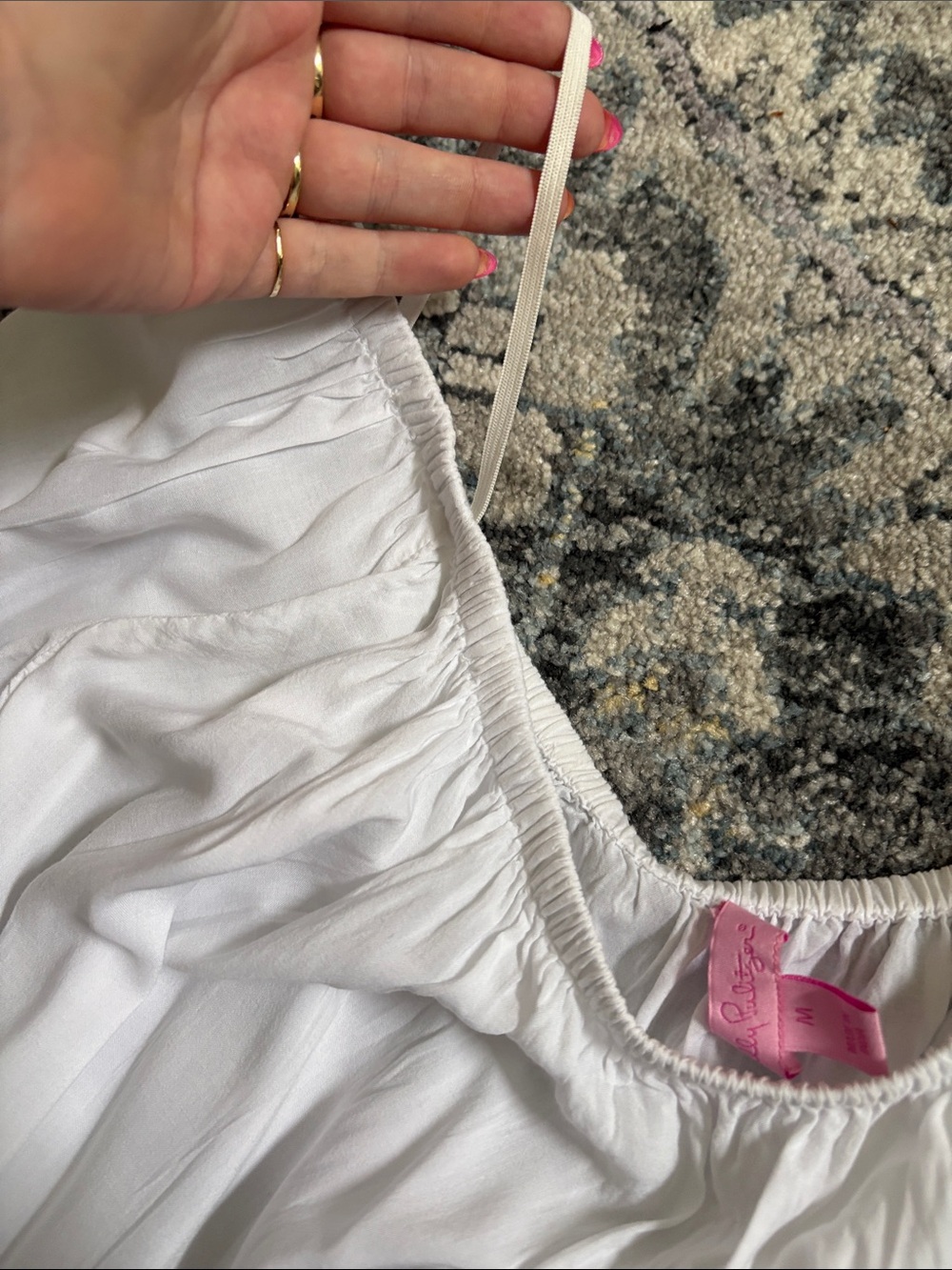 Lilly Pulitzer White Off-Shoulder Pom Pom Hem Tunic - Picture 3 of 3